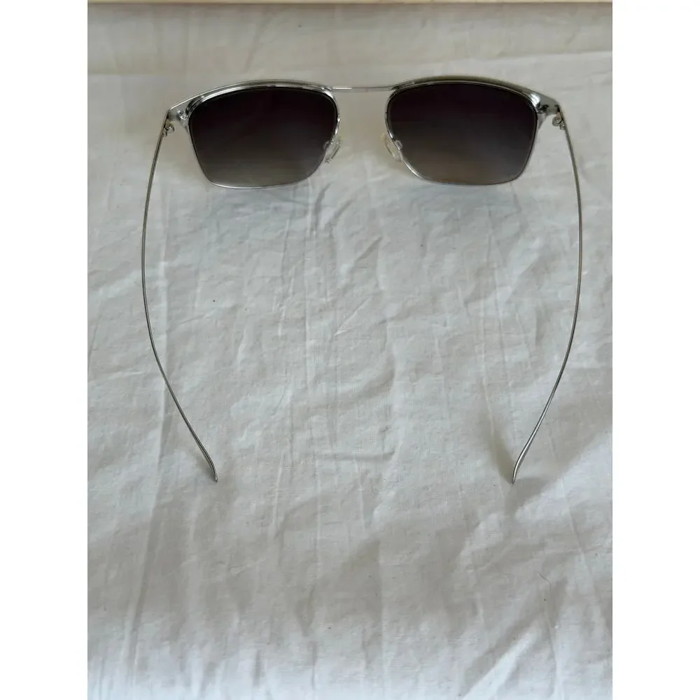 Paul Smith Lanyon Flat Top Aviators PM 4068-S Brushed Silver Frame Mirror Lens